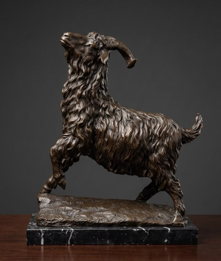 Large standing bronze big horn sheep statue for the yard